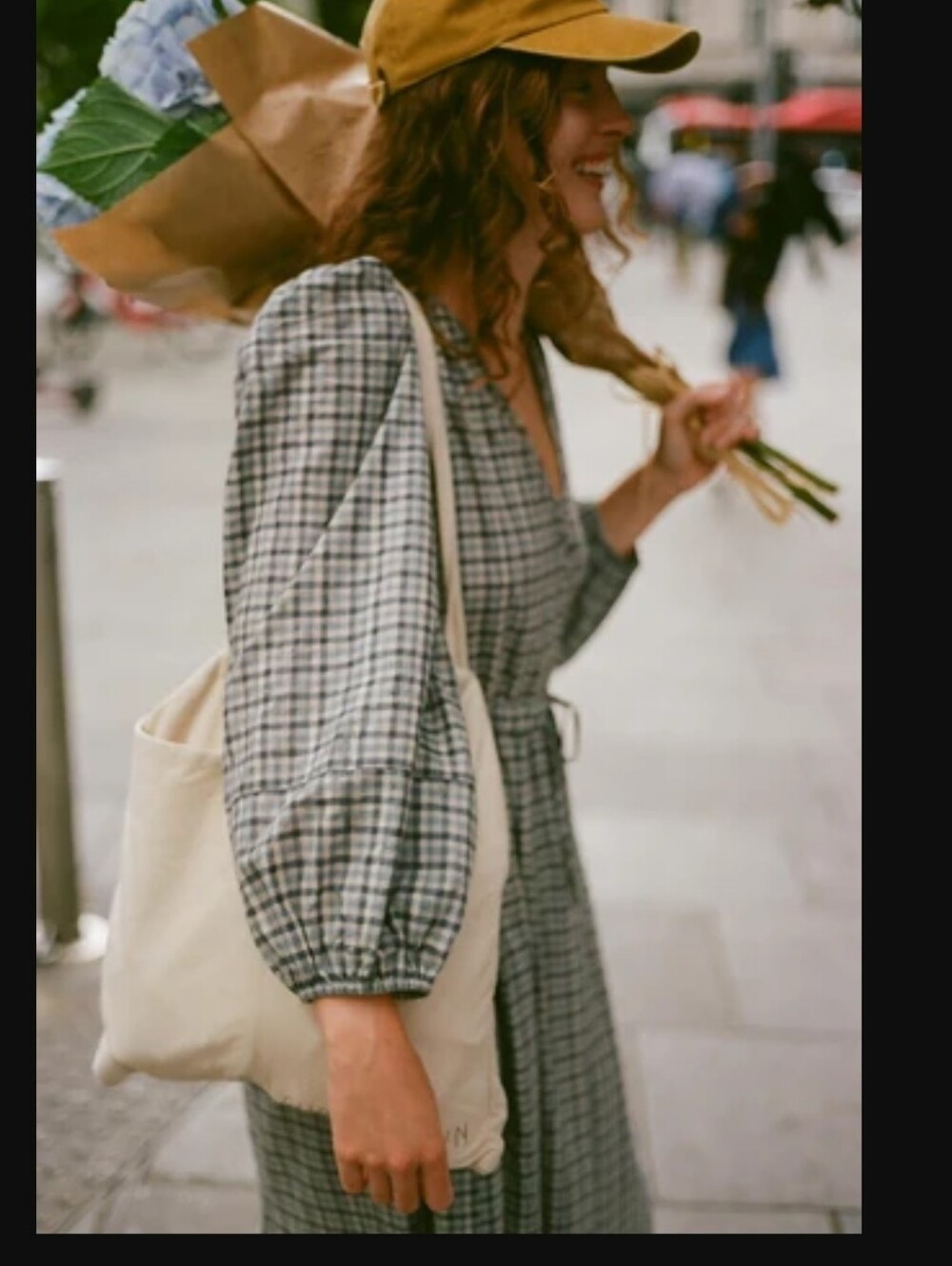 Christy Dawn The Saunders 100% Organic Cotton Slate Gingham Dress NWOT Sz XL - Picture 3 of 17